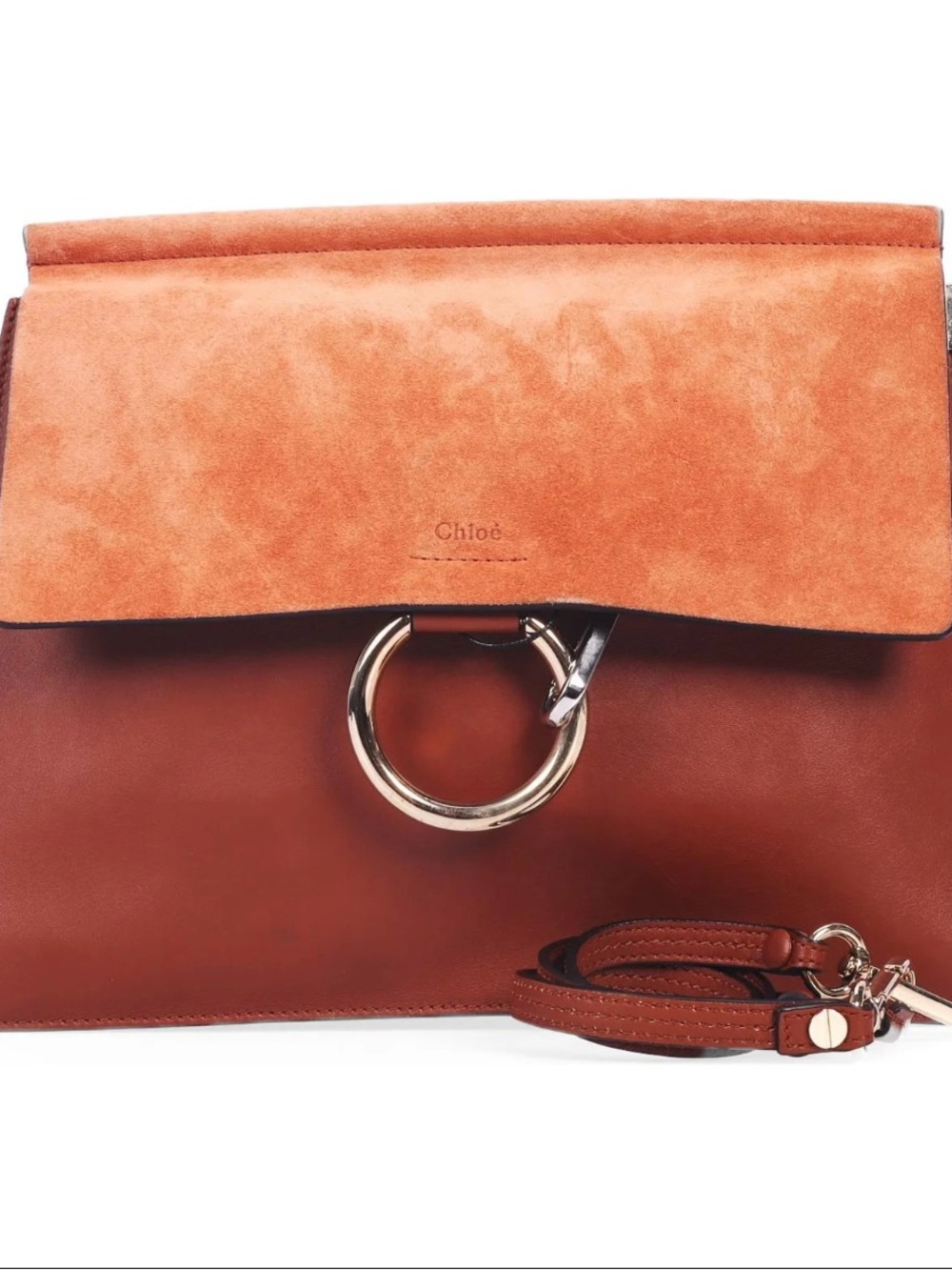 Like New Chloé Faye Two-Tone Suede & Leather Shoulder Bag